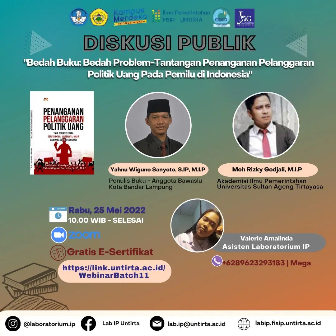 Diskusi Publik Bedah Buku: Bedah Problem-Tantangan Penanganan Pelanggaran Politik Uang Pada Pemilu di Indonesia