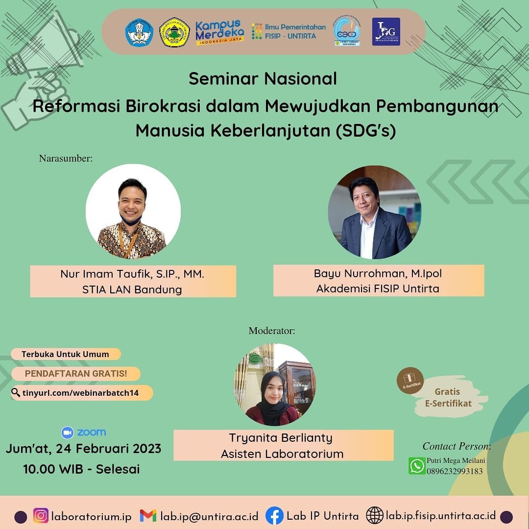 Laboratorium Ilmu Pemerintahan CEDD FISIP Untirta Adakan Seminar Nasional tentang “Reformasi Birokrasi dalam Mewujudkan Pembangunan Manusia Keberlanjutan (SDG’s)”